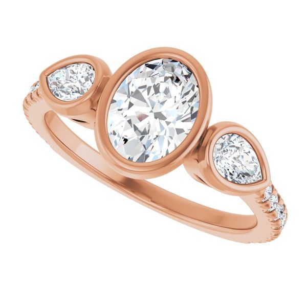 Bezel-Set Three-Stone Engagement Ring Image 5 The Diamond Ring Co San Jose, CA