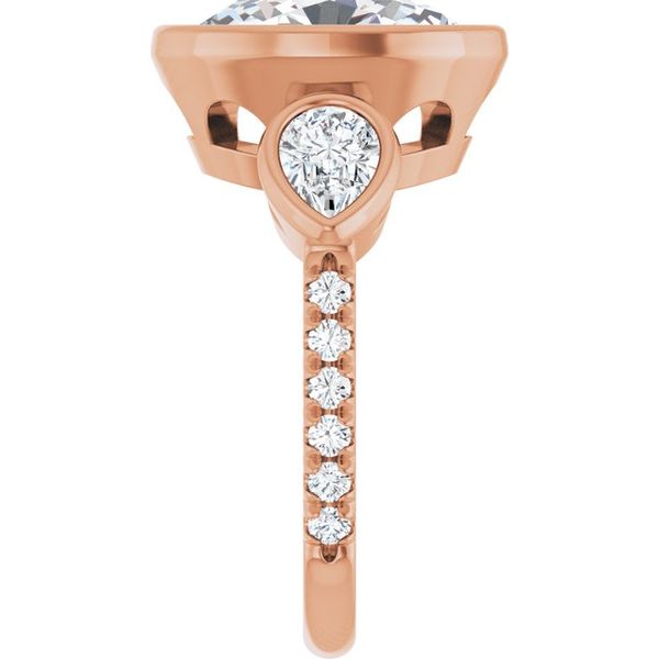 Bezel-Set Three-Stone Engagement Ring Image 4 Designer Jewelers Westborough, MA