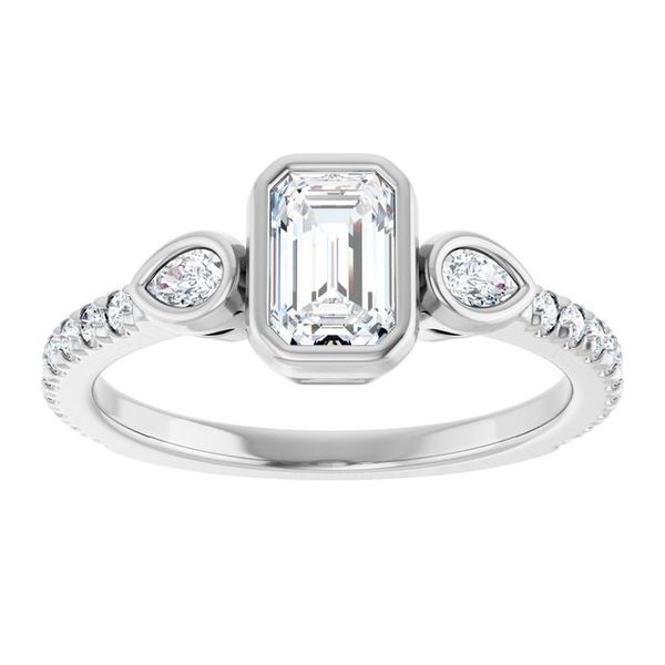 Bezel-Set Three-Stone Engagement Ring Image 3 Blocher Jewelers Ellwood City, PA