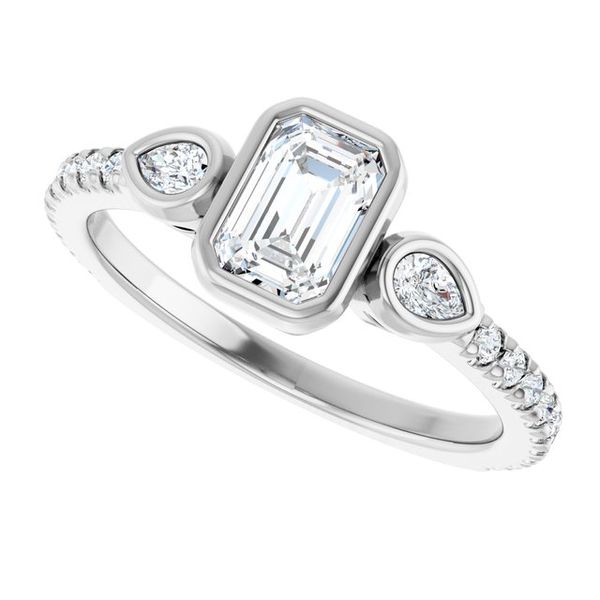 Bezel-Set Three-Stone Engagement Ring Image 5 Blocher Jewelers Ellwood City, PA