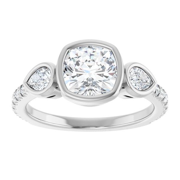 Bezel-Set Three-Stone Engagement Ring Image 3 Waddington Jewelers Bowling Green, OH