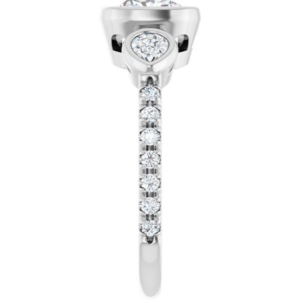 Bezel-Set Three-Stone Engagement Ring Image 4 Waddington Jewelers Bowling Green, OH
