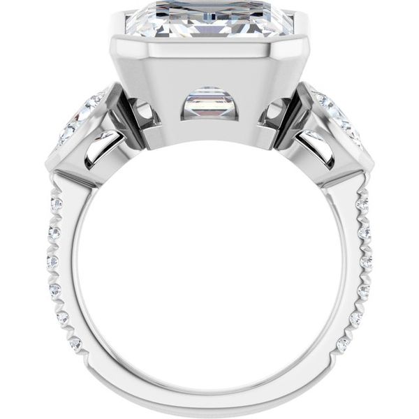 Bezel-Set Three-Stone Engagement Ring Image 2 Colonial Jewelers of Easton Easton, MD