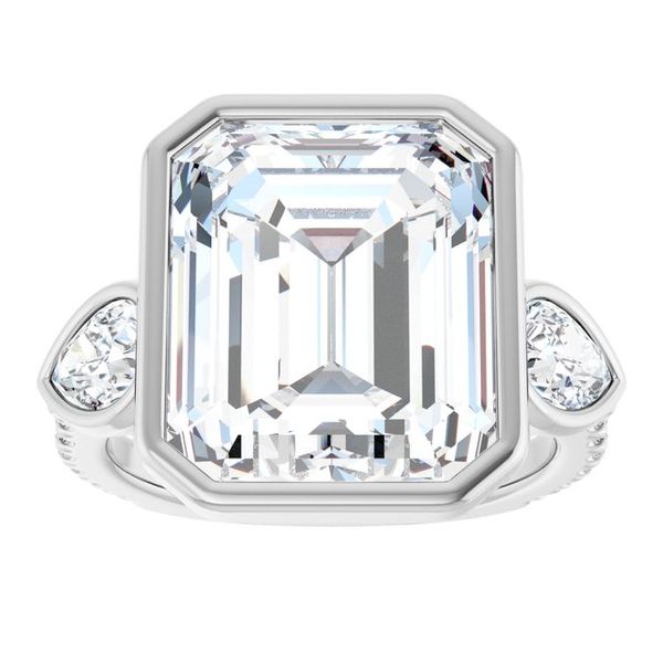 Bezel-Set Three-Stone Engagement Ring Image 3 Colonial Jewelers of Easton Easton, MD