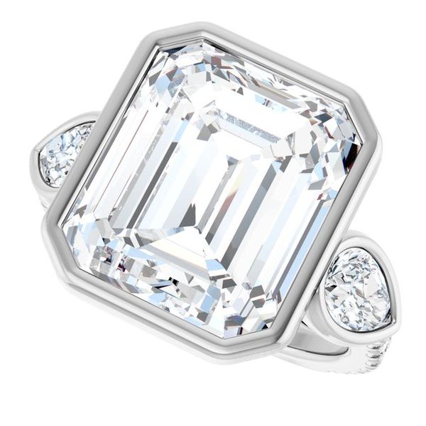 Bezel-Set Three-Stone Engagement Ring Image 5 Colonial Jewelers of Easton Easton, MD
