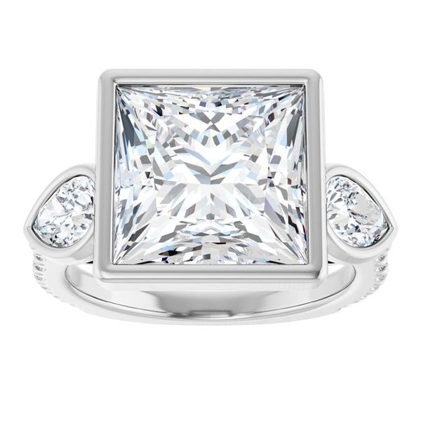 Bezel-Set Three-Stone Engagement Ring Image 3 Waddington Jewelers Bowling Green, OH