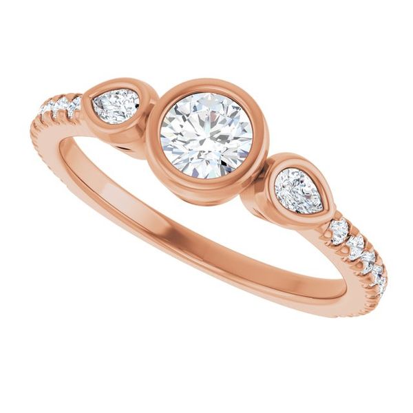 Bezel-Set Three-Stone Engagement Ring Image 5 Waddington Jewelers Bowling Green, OH