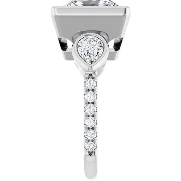 Bezel-Set Three-Stone Engagement Ring Image 4 Designer Jewelers Westborough, MA