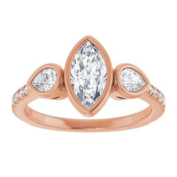 Bezel-Set Three-Stone Engagement Ring Image 3 Segner's Jewelers Fredericksburg, TX