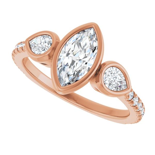Bezel-Set Three-Stone Engagement Ring Image 5 Segner's Jewelers Fredericksburg, TX