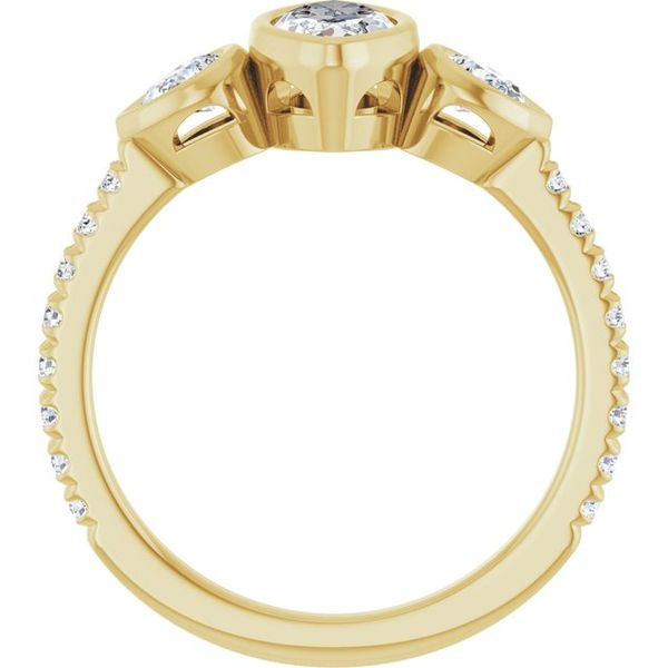 Bezel-Set Three-Stone Engagement Ring Image 2 Vulcan's Forge LLC KANSAS CITY, MO