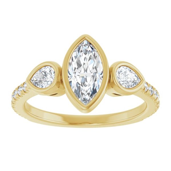 Bezel-Set Three-Stone Engagement Ring Image 3 Vulcan's Forge LLC KANSAS CITY, MO