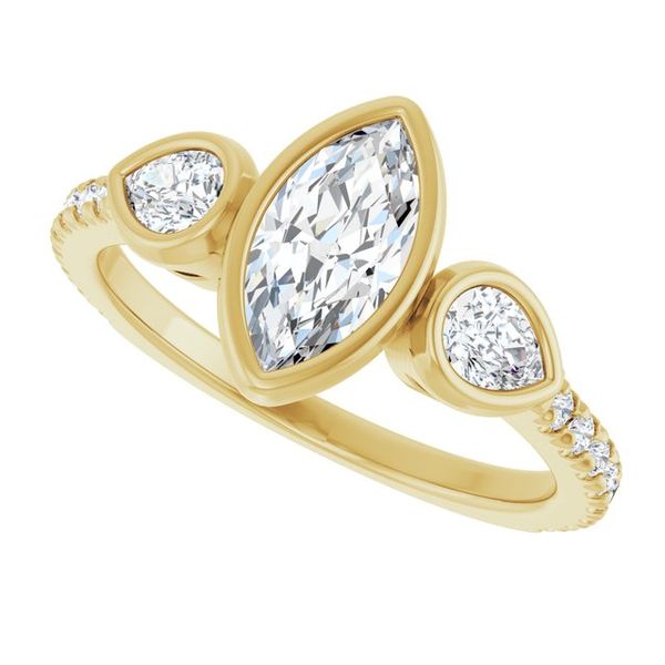 Bezel-Set Three-Stone Engagement Ring Image 5 Vulcan's Forge LLC KANSAS CITY, MO