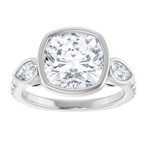 Bezel-Set Three-Stone Engagement Ring Image 3 Vulcan's Forge LLC KANSAS CITY, MO