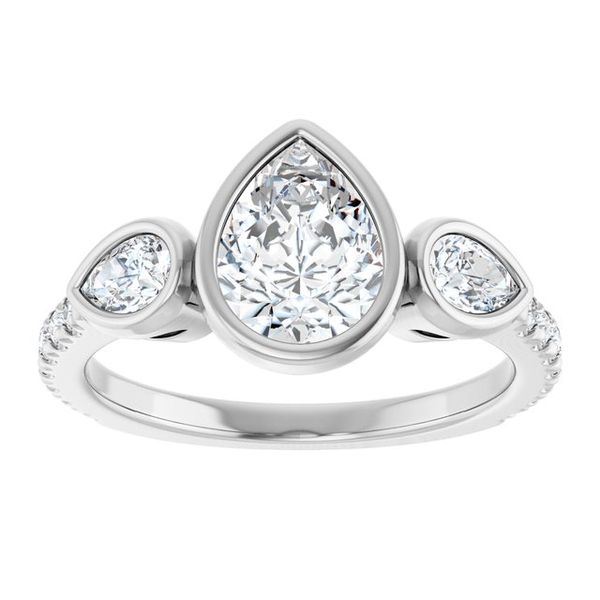 Bezel-Set Three-Stone Engagement Ring Image 3 Blocher Jewelers Ellwood City, PA