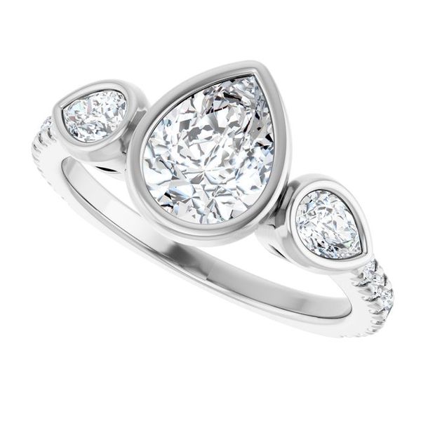 Bezel-Set Three-Stone Engagement Ring Image 5 Blocher Jewelers Ellwood City, PA