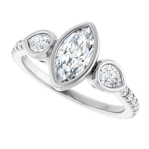 Bezel-Set Three-Stone Engagement Ring Image 5 Waddington Jewelers Bowling Green, OH