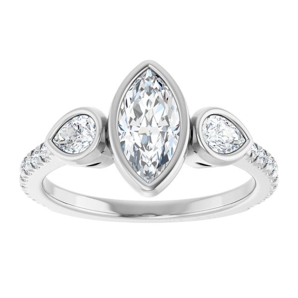 Bezel-Set Three-Stone Engagement Ring Image 3 Waddington Jewelers Bowling Green, OH