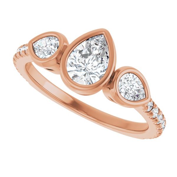 Bezel-Set Three-Stone Engagement Ring Image 5 Blocher Jewelers Ellwood City, PA