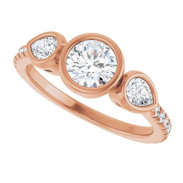 Bezel-Set Three-Stone Engagement Ring Image 5 Waddington Jewelers Bowling Green, OH