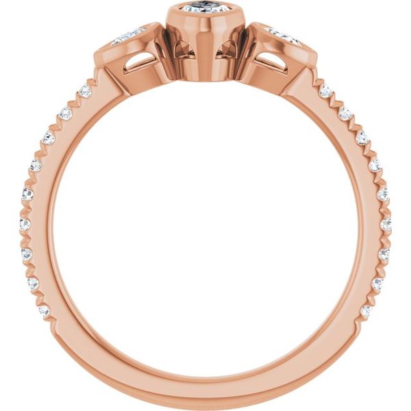 Bezel-Set Three-Stone Engagement Ring Image 2 Colonial Jewelers of Easton Easton, MD
