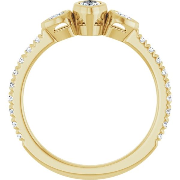 Bezel-Set Three-Stone Engagement Ring Image 2 Vulcan's Forge LLC KANSAS CITY, MO