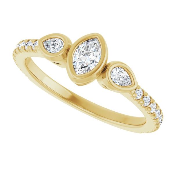 Bezel-Set Three-Stone Engagement Ring Image 5 Vulcan's Forge LLC KANSAS CITY, MO