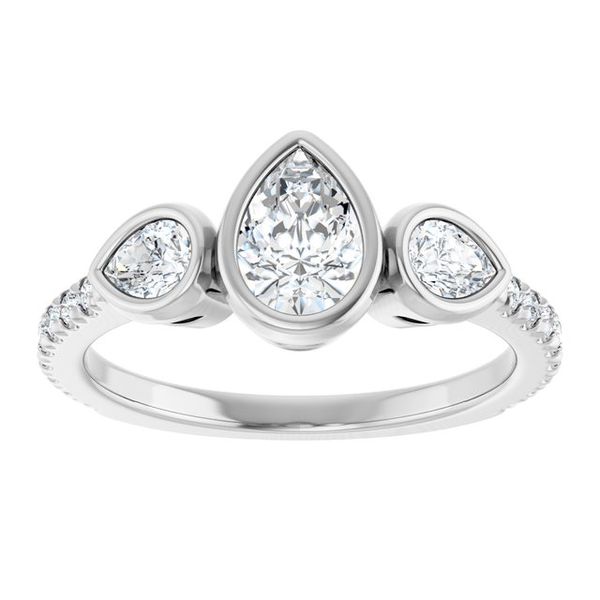 Bezel-Set Three-Stone Engagement Ring Image 3 Blocher Jewelers Ellwood City, PA