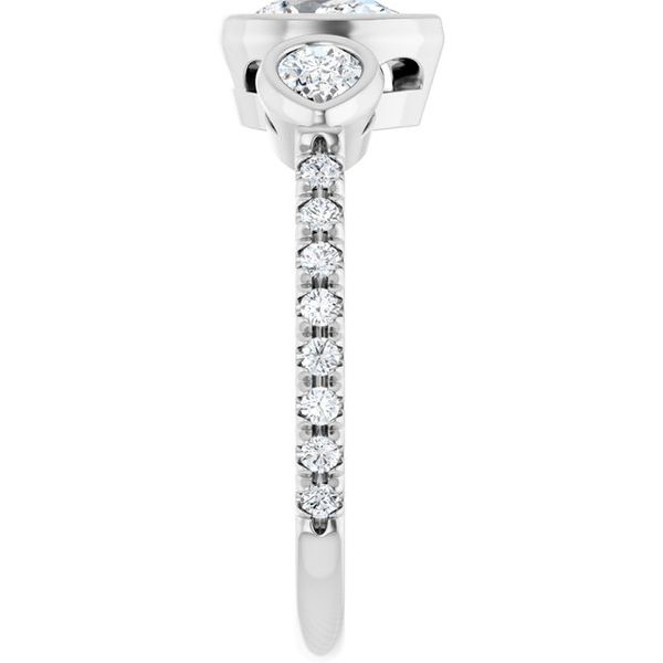 Bezel-Set Three-Stone Engagement Ring Image 4 Blocher Jewelers Ellwood City, PA
