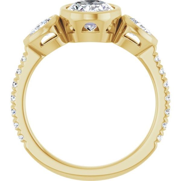 Bezel-Set Three-Stone Engagement Ring Image 2 Vulcan's Forge LLC KANSAS CITY, MO