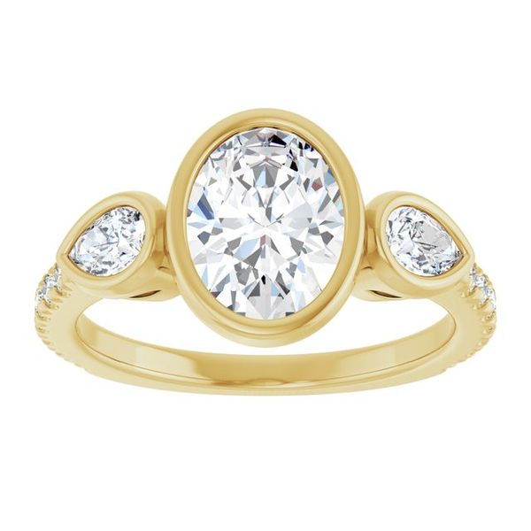 Bezel-Set Three-Stone Engagement Ring Image 3 Vulcan's Forge LLC KANSAS CITY, MO