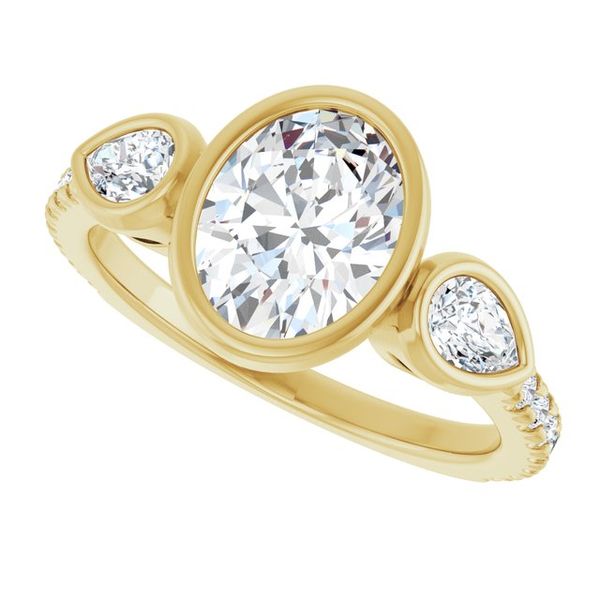 Bezel-Set Three-Stone Engagement Ring Image 5 Vulcan's Forge LLC KANSAS CITY, MO