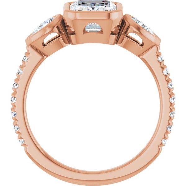 Bezel-Set Three-Stone Engagement Ring Image 2 Colonial Jewelers of Easton Easton, MD