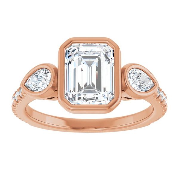 Bezel-Set Three-Stone Engagement Ring Image 3 Colonial Jewelers of Easton Easton, MD