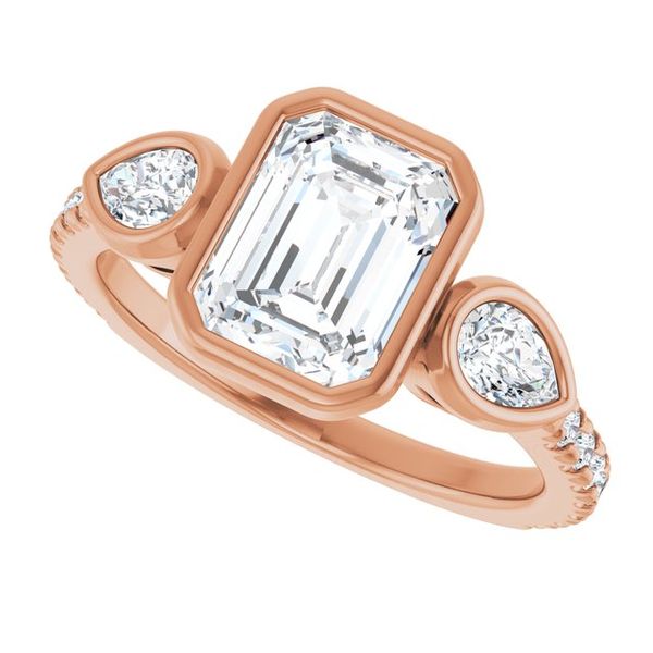 Bezel-Set Three-Stone Engagement Ring Image 5 Colonial Jewelers of Easton Easton, MD