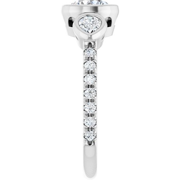 Bezel-Set Three-Stone Engagement Ring Image 4 Waddington Jewelers Bowling Green, OH