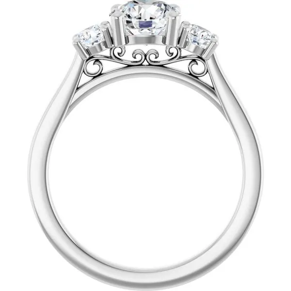 Three-Stone Sculptural Engagement Ring Image 2 Designer Jewelers Westborough, MA