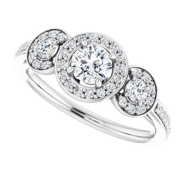 Three-Stone Halo-Style Engagement Ring Image 5 Karadema Inc Orlando, FL