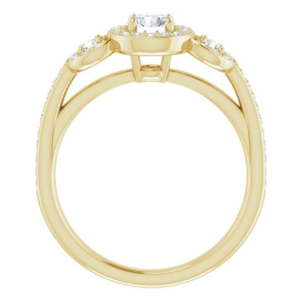 Three-Stone Halo-Style Engagement Ring Image 2 Stuart Benjamin & Co. Jewelry Designs San Diego, CA