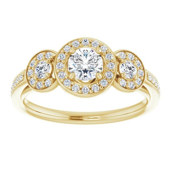 Three-Stone Halo-Style Engagement Ring Image 3 LeeBrant Jewelry & Watch Co Sandy Springs, GA