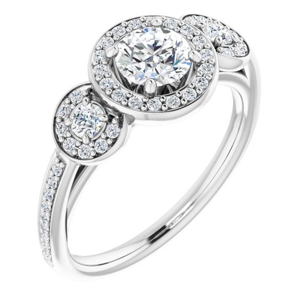 Three-Stone Halo-Style Engagement Ring Waddington Jewelers Bowling Green, OH