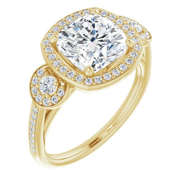 Three-Stone Halo-Style Engagement Ring Glatz Jewelry Aliquippa, PA