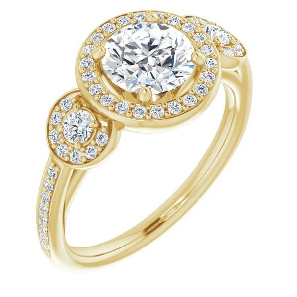 Three-Stone Halo-Style Engagement Ring Futer Bros Jewelers York, PA