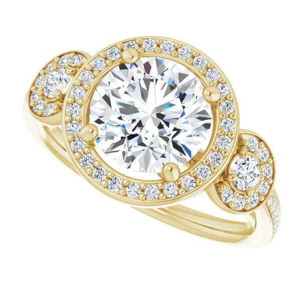 Three-Stone Halo-Style Engagement Ring Image 5 Futer Bros Jewelers York, PA