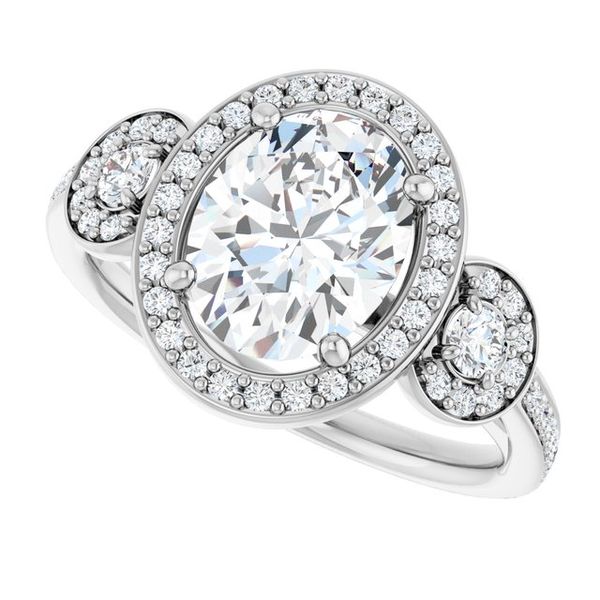 Three-Stone Halo-Style Engagement Ring Image 5 Glatz Jewelry Aliquippa, PA