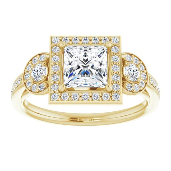 Three-Stone Halo-Style Engagement Ring Image 3 Glatz Jewelry Aliquippa, PA