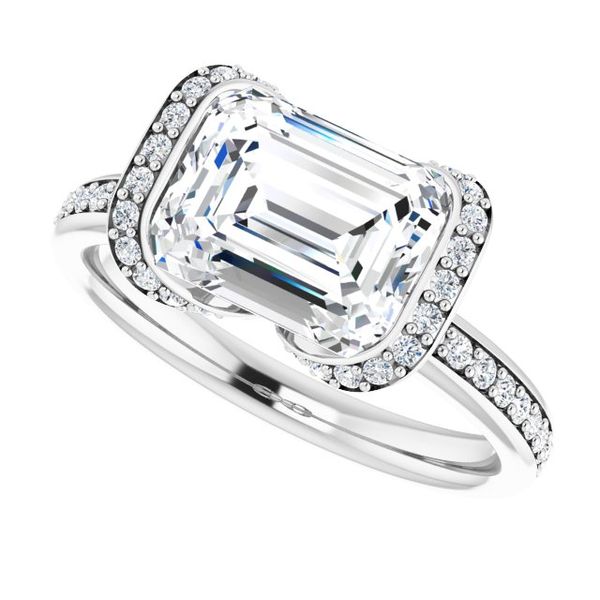 Bezel-Set Halo-Style Engagement Ring Image 5 Michael Szwed Jewelers Longmeadow, MA