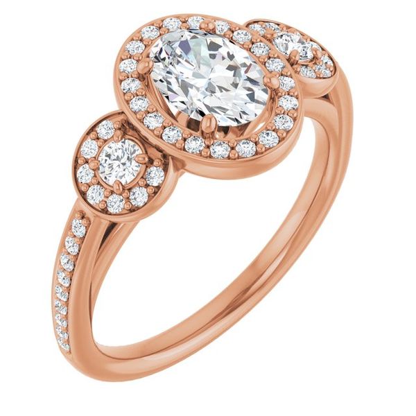 Three-Stone Halo-Style Engagement Ring Glatz Jewelry Aliquippa, PA