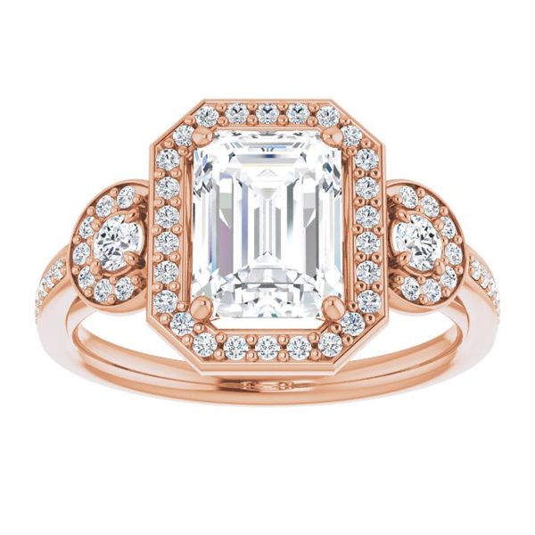 Three-Stone Halo-Style Engagement Ring Image 3 Victoria Jewellers REGINA, SK