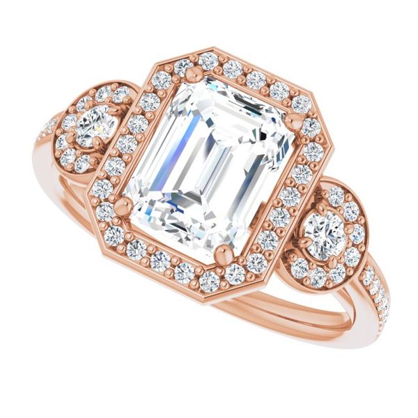 Three-Stone Halo-Style Engagement Ring Image 5 Victoria Jewellers REGINA, SK